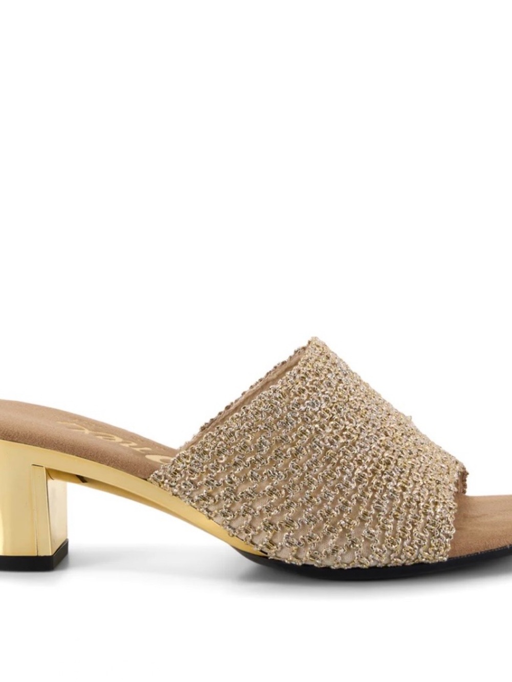 Onex Metallic Gold Woven Slide Wedges NIB - Picture 6 of 7